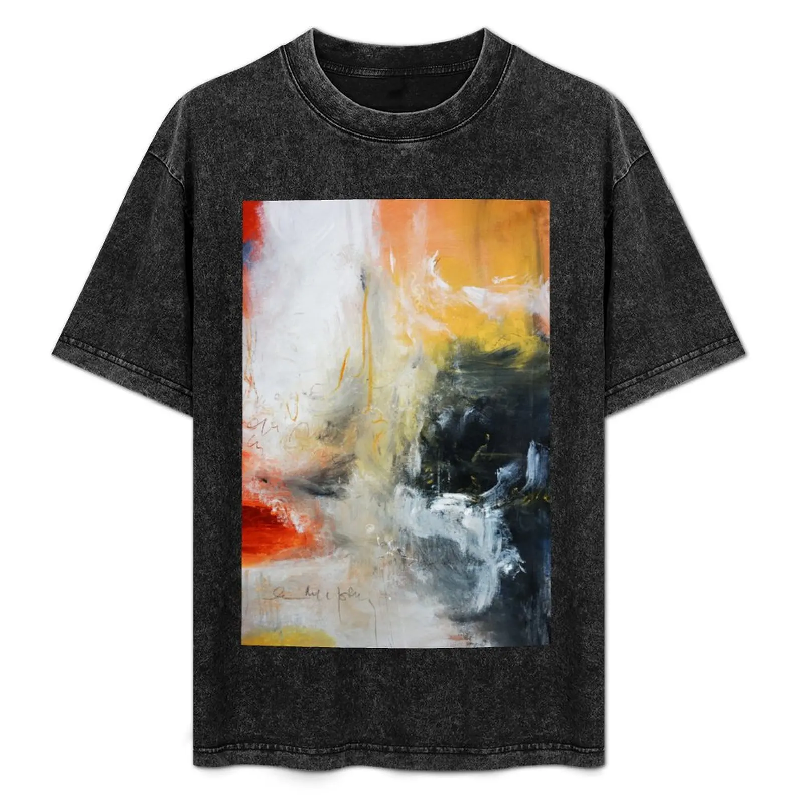 

Orange Black Abstract Print T-Shirt t shirts designer cotton tshirt 100% T-Shirt