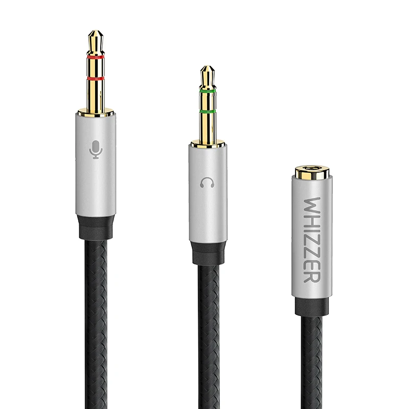 WHIZZER YC-01 Audio Splitter 3.5mm Cable Support Microphone and Audio for PC