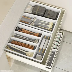 Drawer Kitchen Organizer Silverware Utensil Tray for Flatware Cutlery Holder White Separate Storage Cutlery Kitchen Organiser