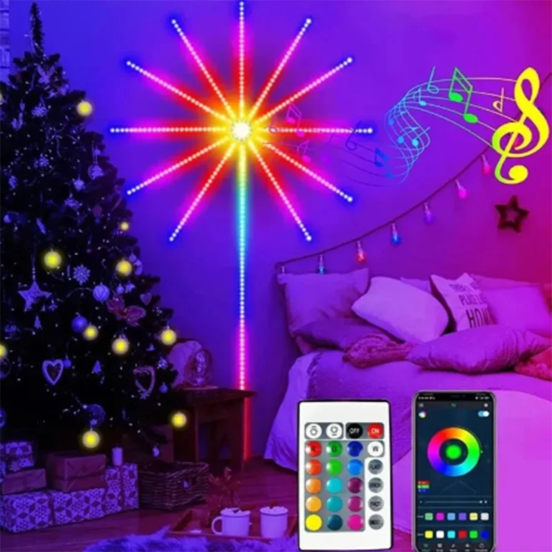 2024 NEW Full Color Christmas Fireworks Light RGB Neon String Light Festoon LED Garland Outdoor Garden