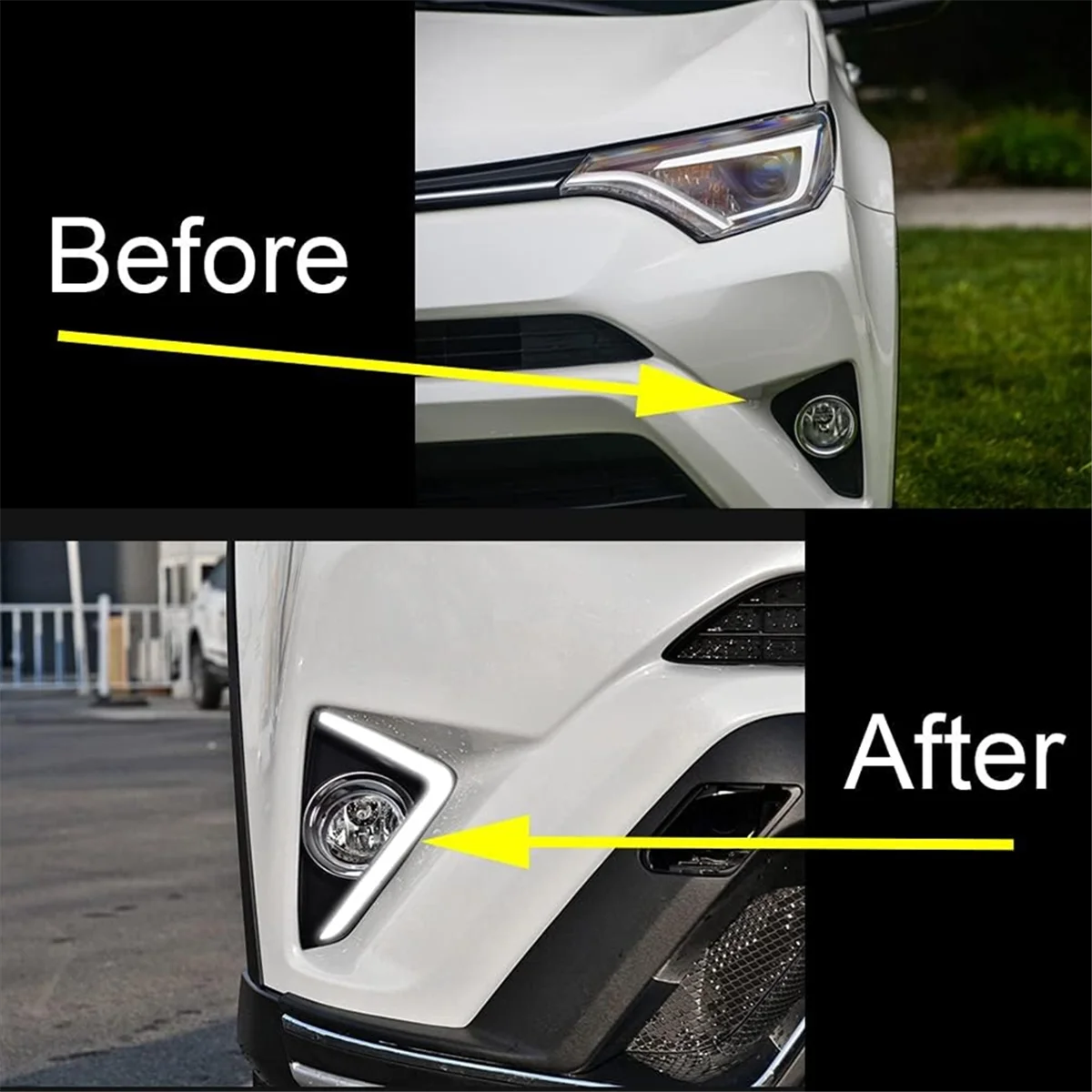 LED النهار تشغيل ضوء لتويوتا RAV4 2016-2018 العنبر بدوره إشارة DRL الضباب ملحقات المصابيح