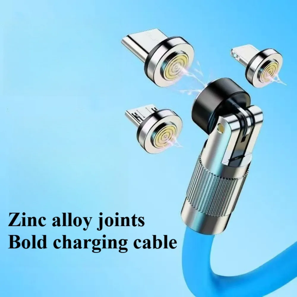 USB To TypeC 540 Rotating Data Cable Zinc Alloy Magnetic Head Super Fast Charging for IPhone Samsung Xiaomi Redmi Charging Cable