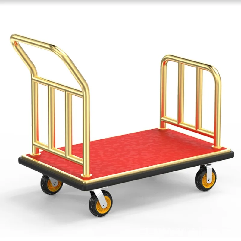 For  Titanium Stainless Steel Cart, Thickened Trolley with Silent Wheels To Welcome Guests