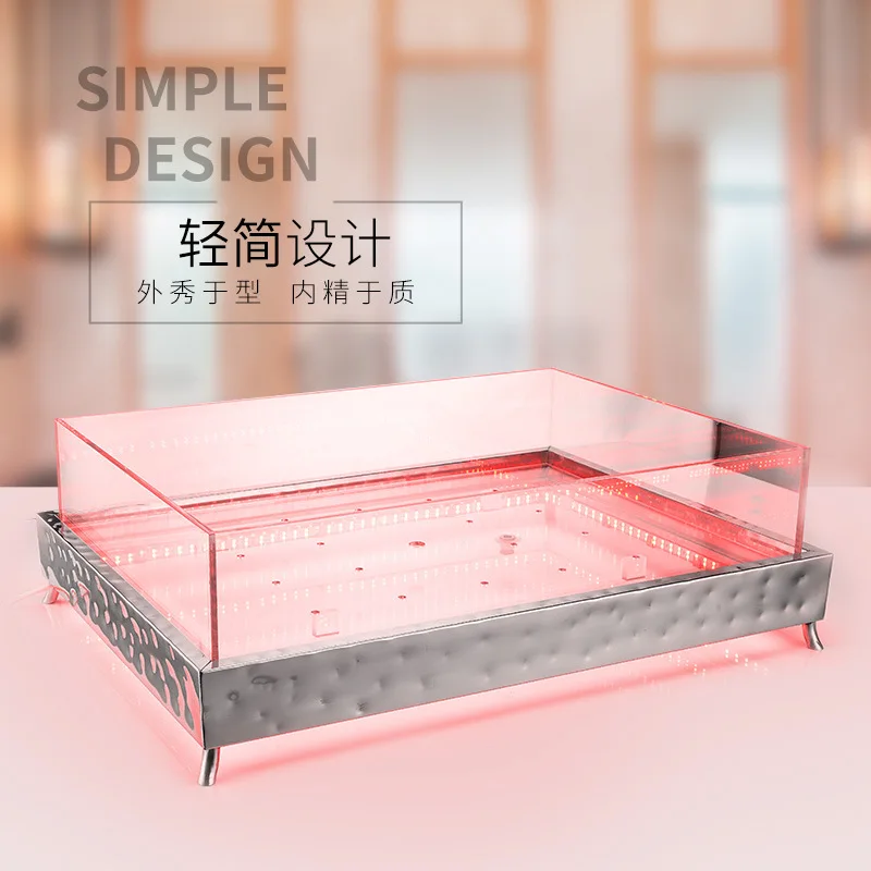 LED lights, built-in beverages, alcoholic beverages, acrylic ice trays, hotel buffet display stands, stainless steel ice troughs