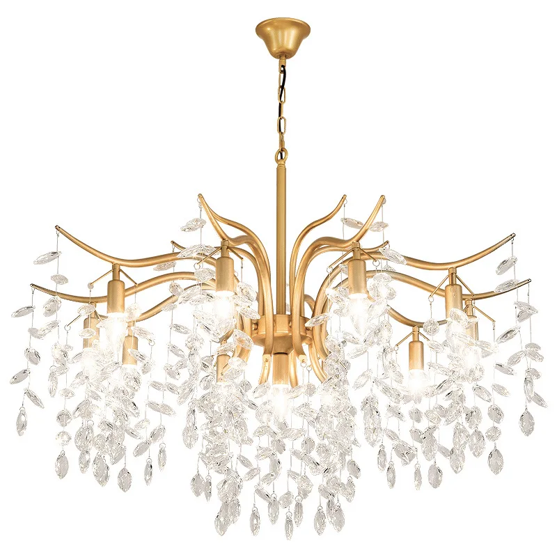 The minimalist 27.56-inch lightweight luxury crystal chandelier is suitable for dining rooms, living rooms, and bedrooms