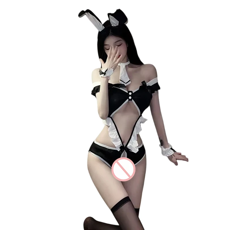

Сексуальное женское белье с кроликом для девочек, боди с вырезами и кроликом, кавайные экзотические костюмы, нижнее белье Pajamad, одежда для ночного клуба, женская одежда