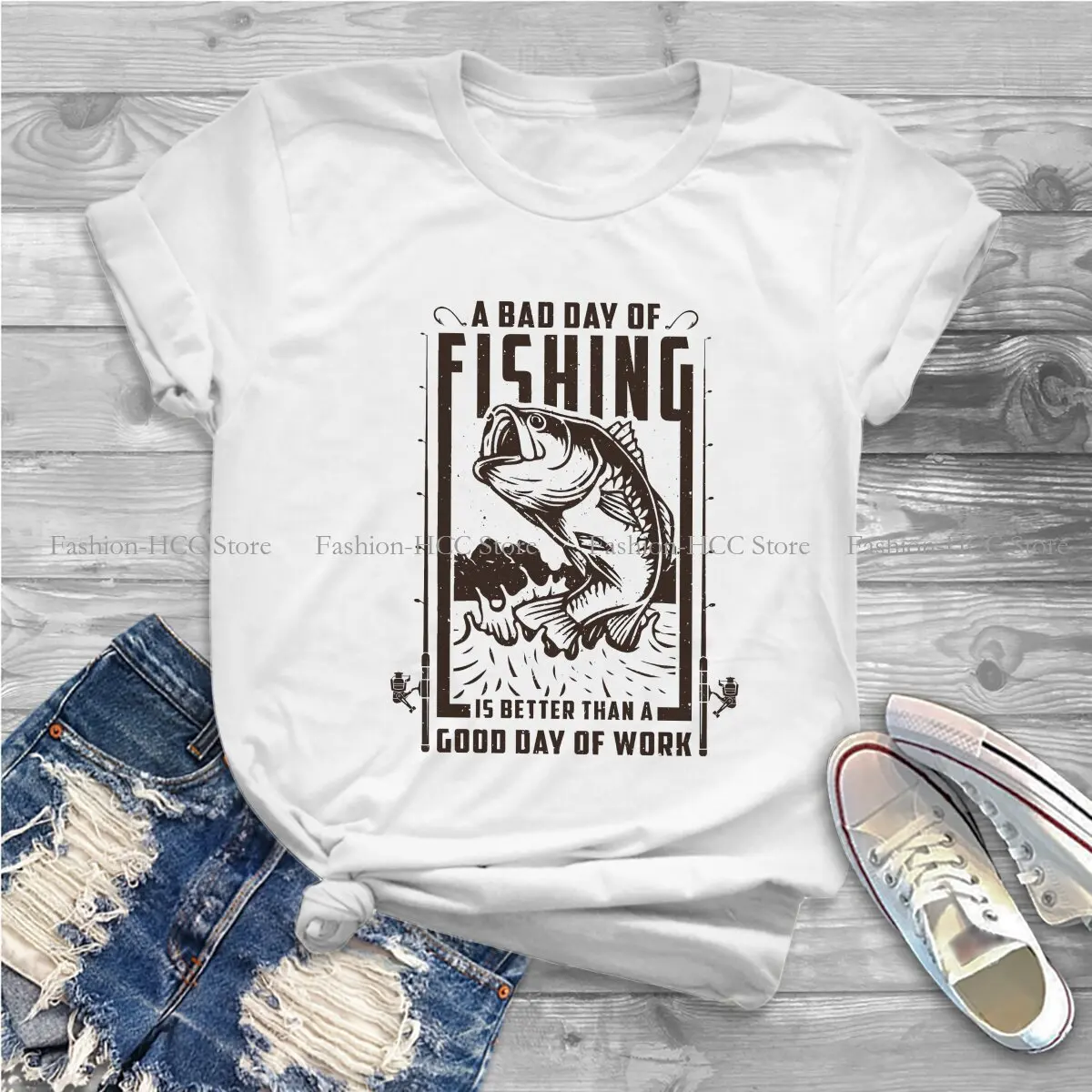 Unique Fisherman O Neck Polyester TShirt Pike Hunter Fish Classic T Shirt Woman's Clothes