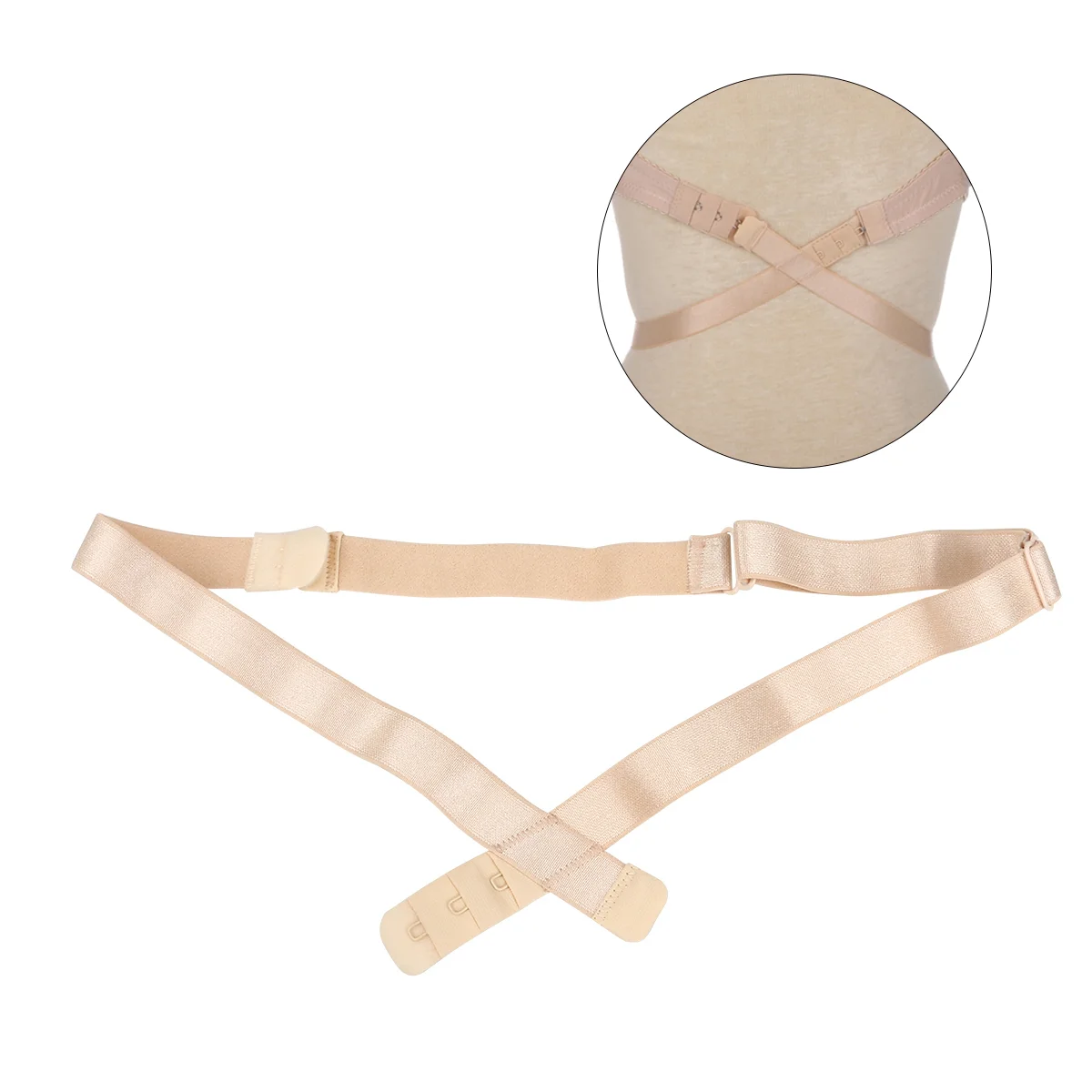 

Low Back Strap Converters Extender with 3 Hooks For V-Neck Backless Dress & Shirt (Skin-color)