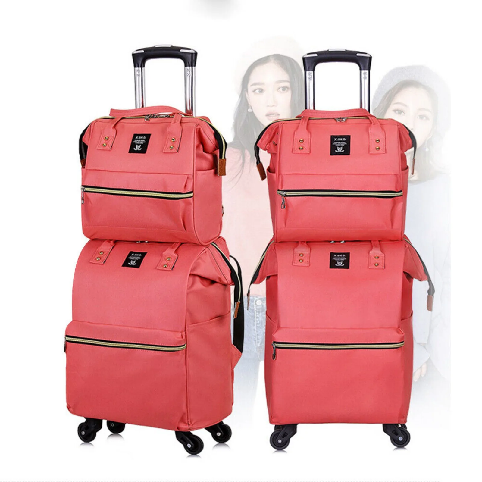 US 2Pc Carry On Luggage Set Wheeled Bags Diaper Bag Backpack & Suitcase Bags Travel