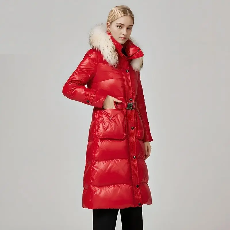 

2025 Winter 90 White Duck Down European Women's Down Jacket Commuting Slim Fit Hooded Down Jacket