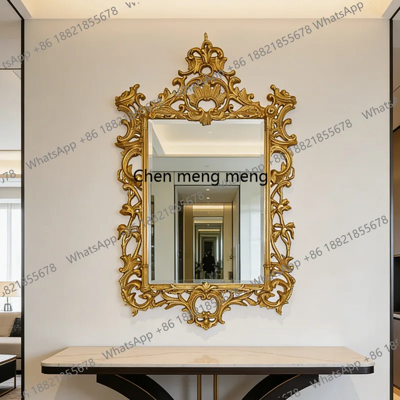 E136 American style, carved wall mirror, French retro court style decoration, entrance wall wall mirror