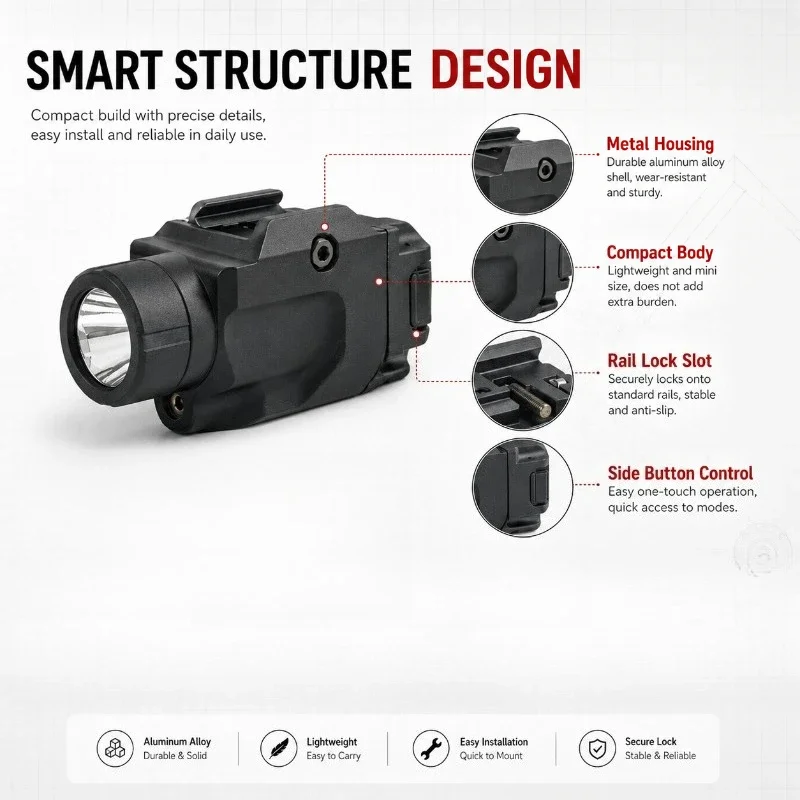 Small Under Mount Lighting Kit 800LM Lamp Built-in Red Indicator Accessory for Hobby Model Collection