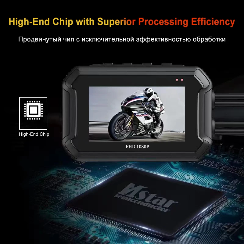 1080P Dual Camera Motorcycle Dash Cam WiFi Parking Monitoring Full Body Waterproof Loop Recording GPS Front Rear DVR