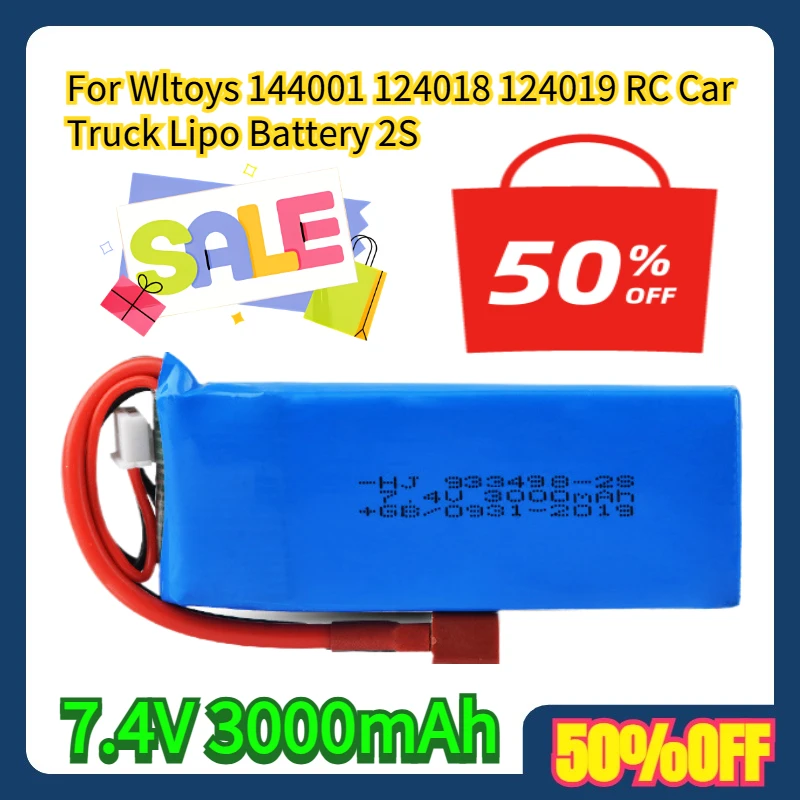 

For Wltoys 144001 124018 124019 RC Car Truck 7.4V 3000mAh Lipo Battery 2S