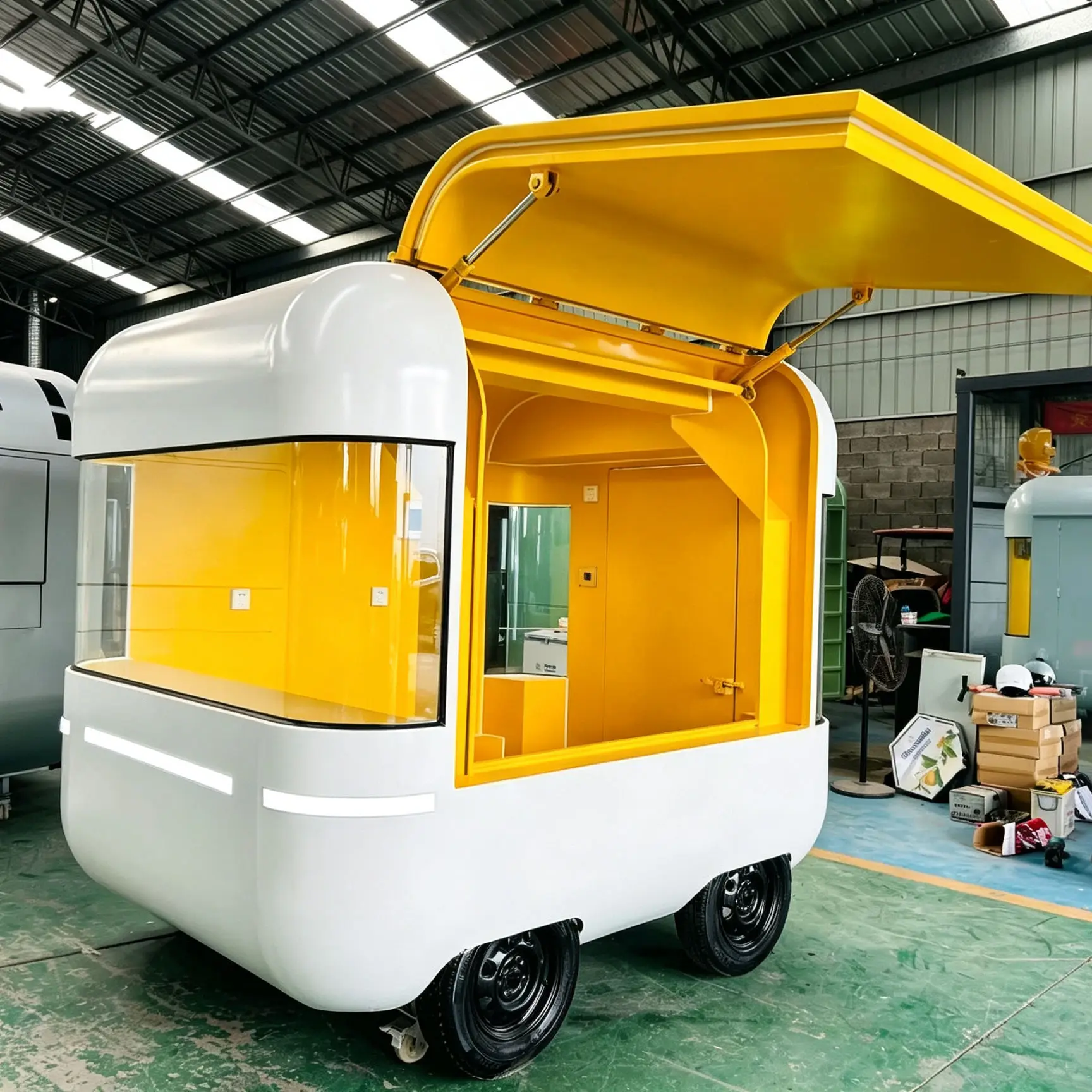 Mini Round Vending Trailer Large Flip up Serving Hatch Custom Equipment for Dirty Soda Snack Beverage Fair Park Outdoor Business
