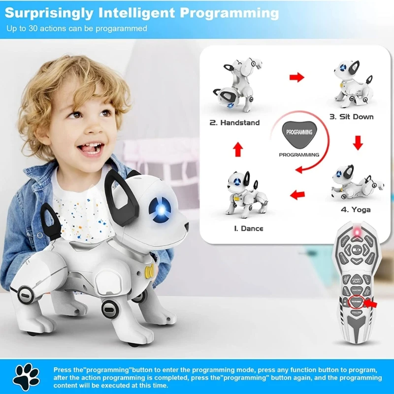 로봇 개 장난감 어린이를 위한 대화형 춤 로봇 원격 제어 스턴트 장난감