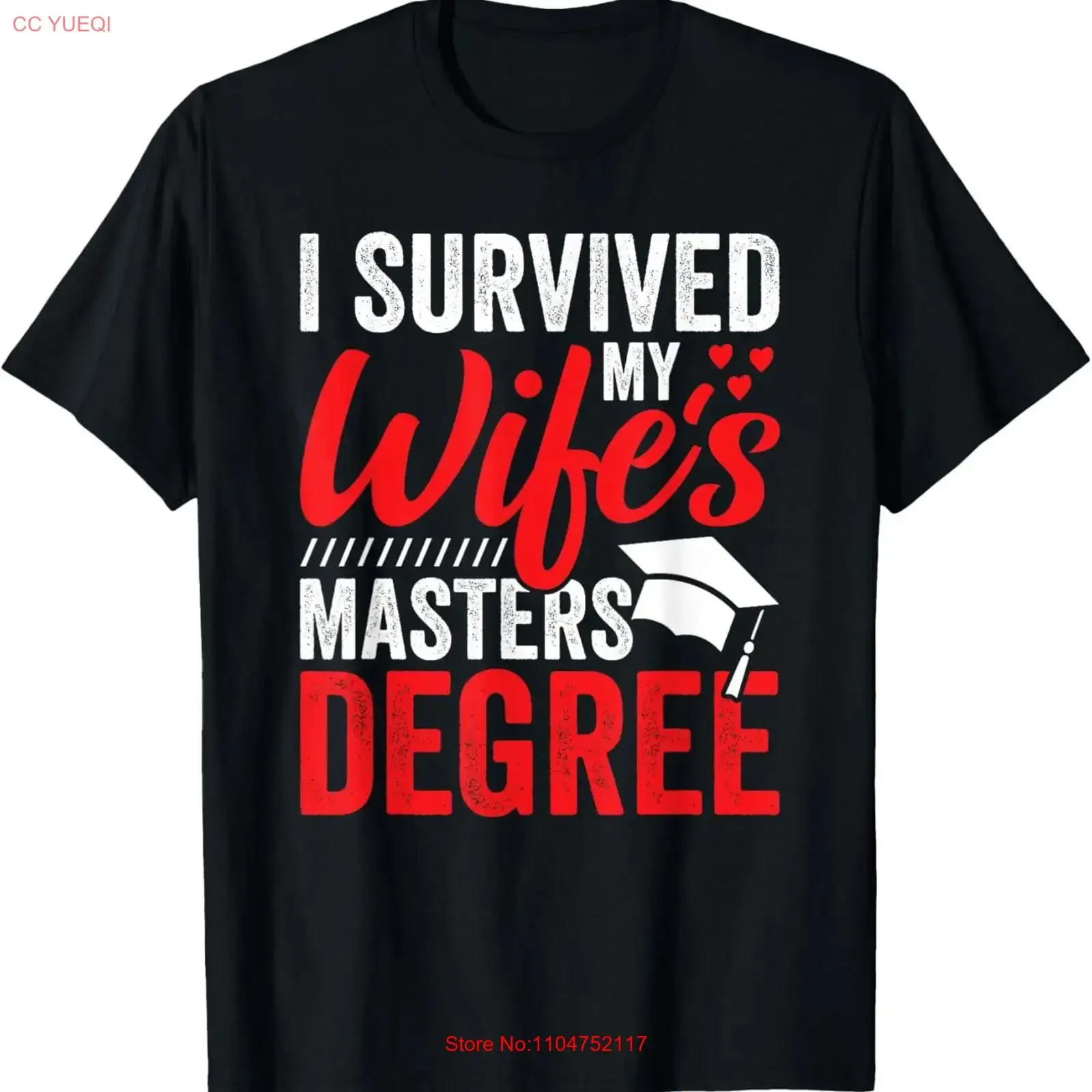 I Survived My Wife's Masters Degree T Shirt  vintage Washed Stretched homme Stylish Comfortable streetwear Breathable Casual
