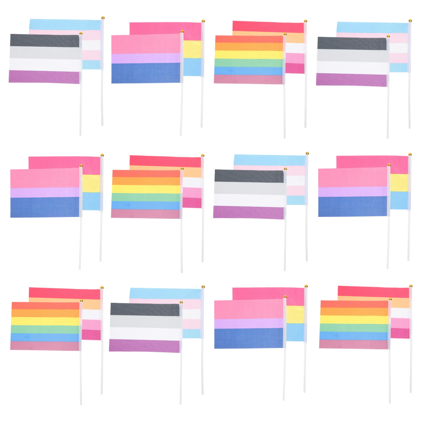 

30Pcs Small Mini Flag Hand Held for Outdoor Indoor Decoration Festival Gay Pride Polyester Banner Set
