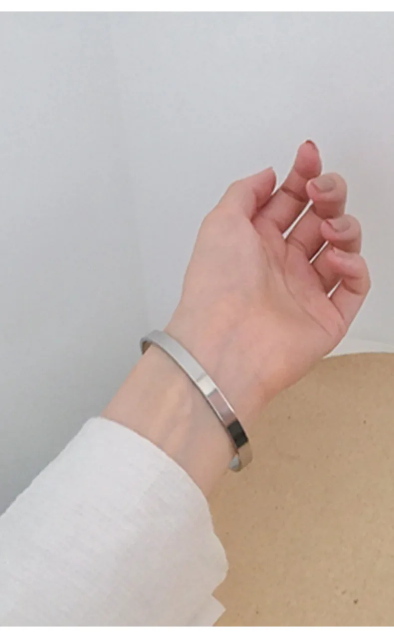 Simple C- shaped Bracelet, Personalized Fashion, Men's Stainless Steel Smooth Open Bracelet image 4