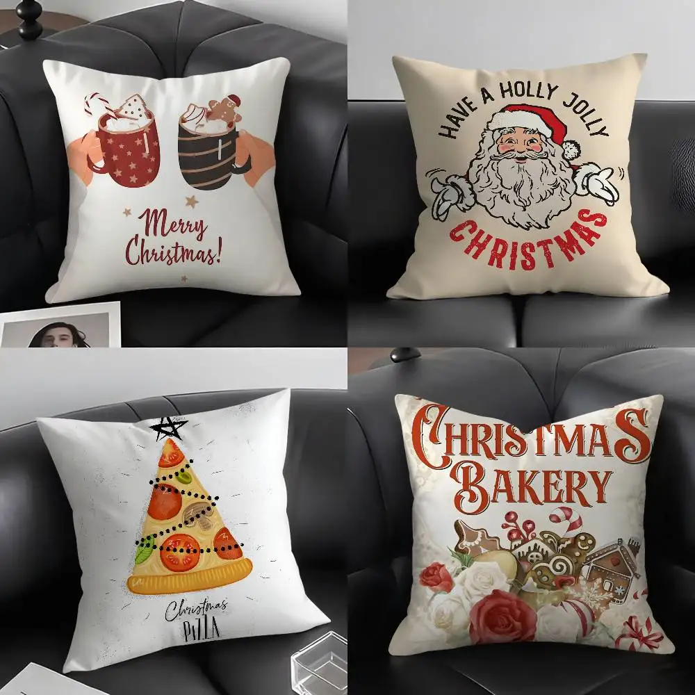 

Merry Christmas Home Decoration Pillow Case Plush Fabric Soft Pillowcase Double Sided Print Cushion Cover Household Gifts