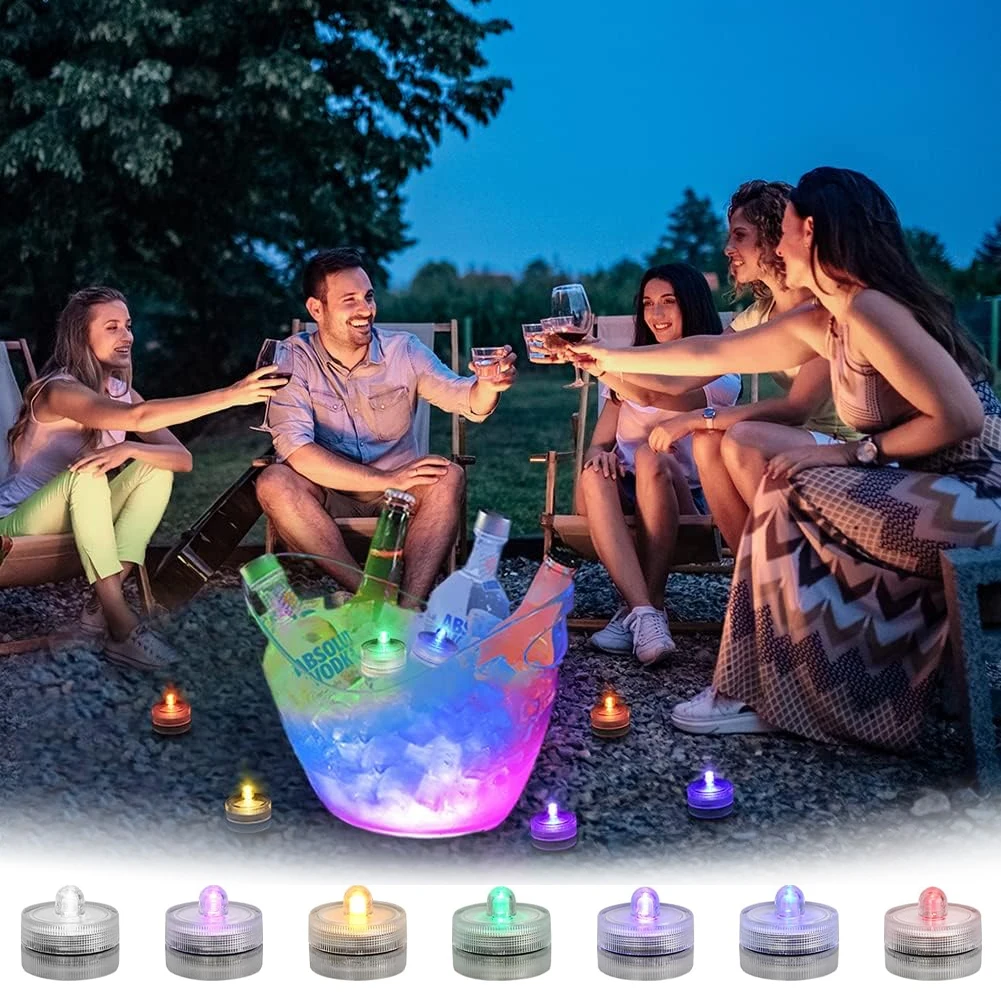Fish Tank LED Candles 12PCS Set Waterproof Tea Light with Button Battery Accessories Mini LED Lights Home Decoration