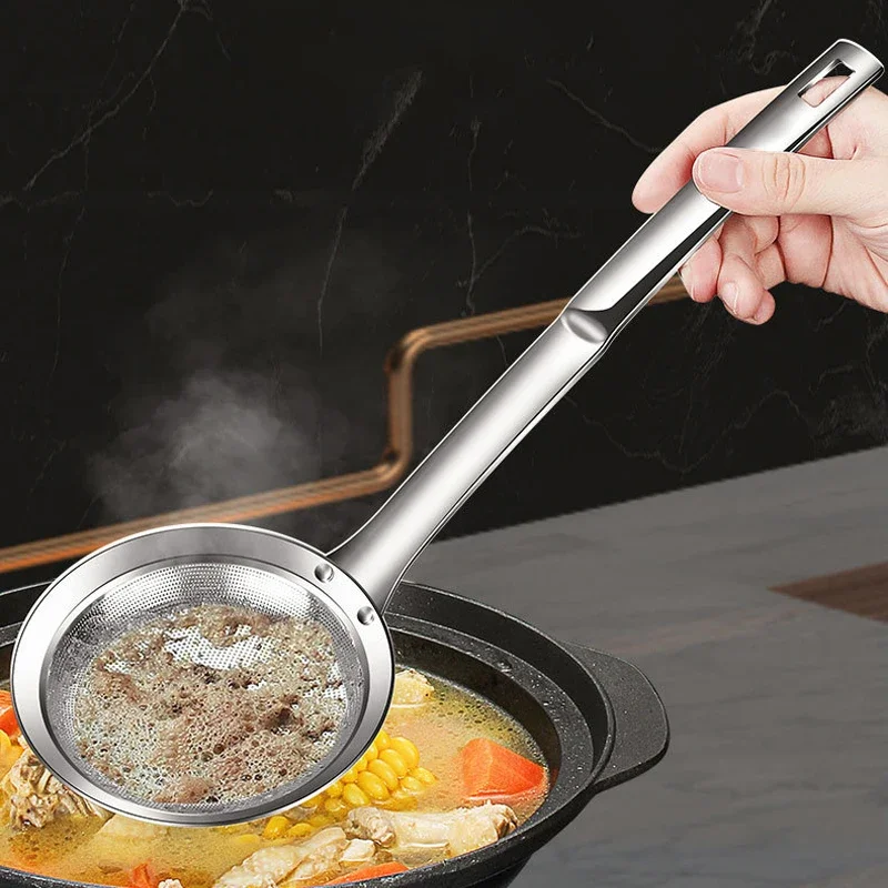 

Filter Scoop Stainless Steel Fat Skimmer Spoon Strainer Fat Oil Skim Grease Foam Fine Mesh Strainer With Handle Kitchen Tool