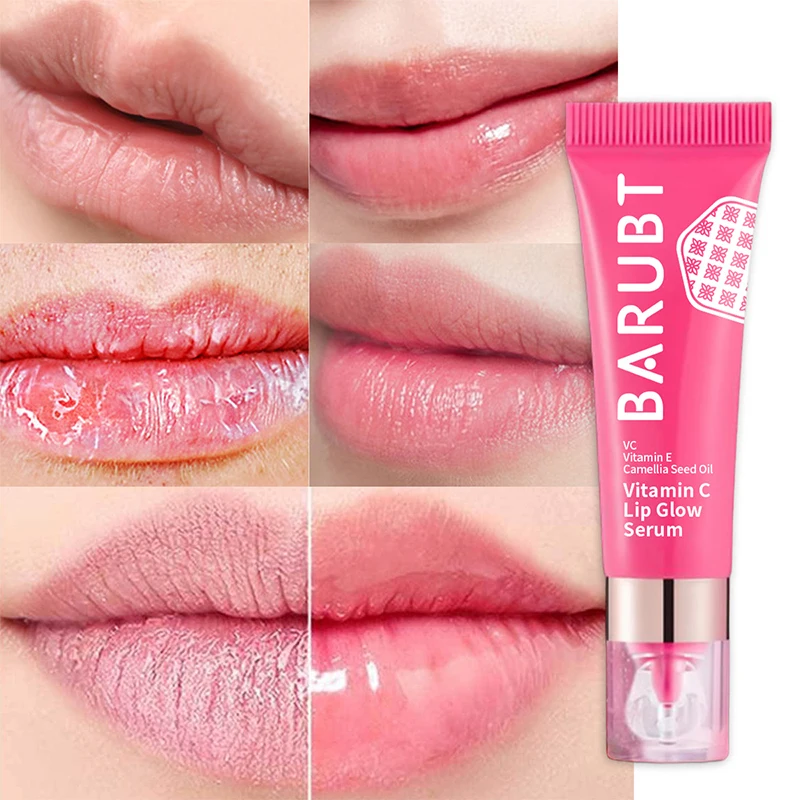 VC Vitamin E Lip Glow Serum,Camellia Seed Oil Moisturizing Nourishing Brightening Lip Balm,Improve Dullness,Long-Lasting Makeup