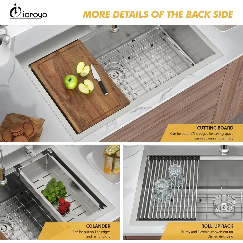 25Drop in Kitchen Sink25"x22"inch Stainless Steel Kitchen Sink 16 Gauge Single Bowl Topmount Overmount Workstaion Kitchen Sinks