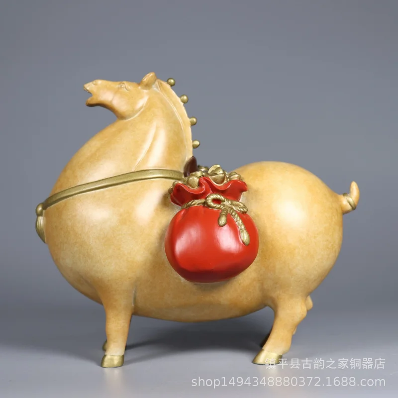 

Pure Copper Painted Bronze Tang Galloping Crafts Ornaments Zodiac Horse Home Decorations Opening Gift Display