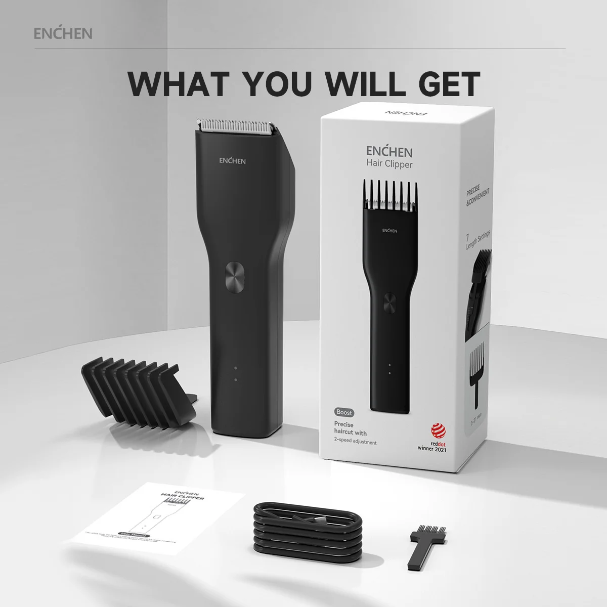 ENCHEN Boost Electric Hair Clipper Professional Cordless Fast Type-C Charging Ceramic Haircut Machine Hair Trimmer For Men Adult