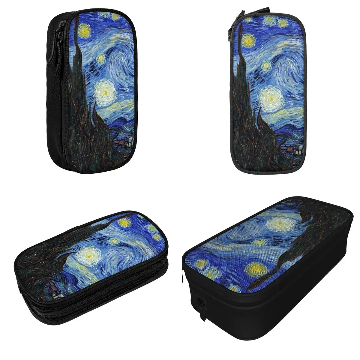 Large-capacity Pencil Pouch Vincent Van Gogh - Starry Night School Accessories Star Double Layer Pencilcase Girl Make Up Bag