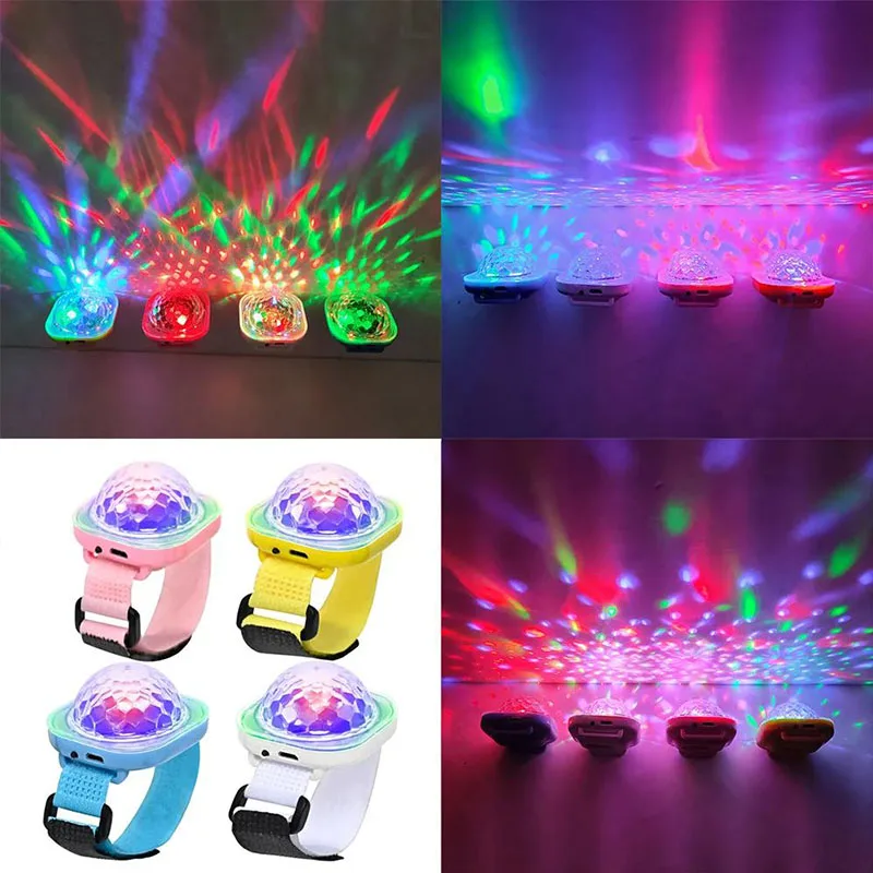 

Portable Night Light RGB LED Disco Stage Lights Wearable Sucker Watch Sound Control Ambient Night Lamp for KTV Concert Bar ﻿