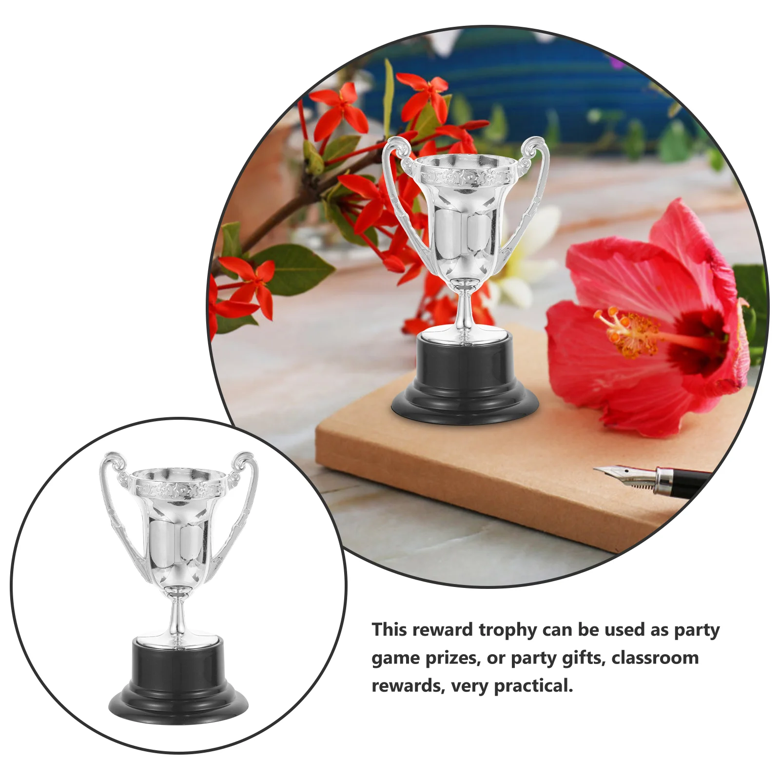 10 Stuks Mini Plastic Trofee Cup 8.2x4.5cm Zilver Gecoat Kids Party Game Awards Voetbal Honkbal Klaslokaal decoratieve Souvenirs