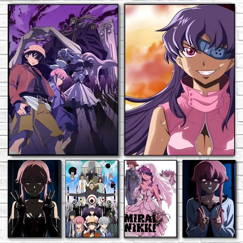 Dark Anime M-Mirai Nikki The Future Diary Poster  Self-adhesive Art Waterproof Paper Sticker Coffee House Bar Room Wall Decor