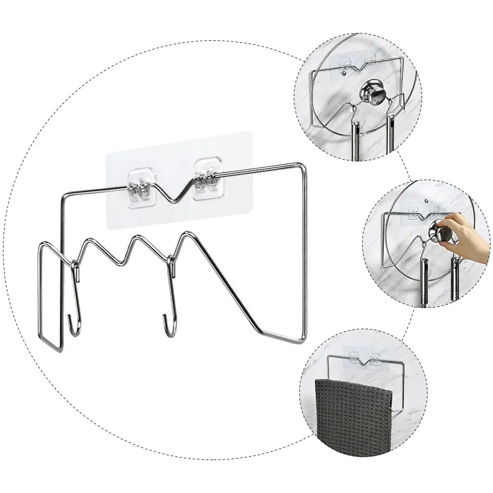 

Cutting Board Rack Chopper Holder Stainless Steel No Punch Wall Mounted Storage Stand Kitchen Organizer Pot Cover Shelf