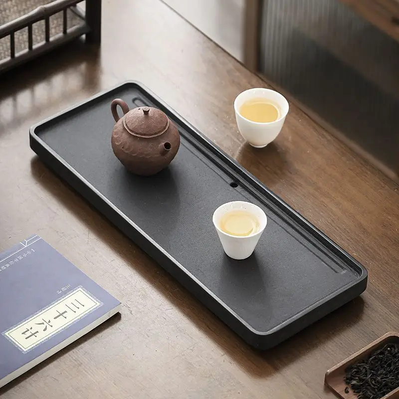 

2025 Creative Multi Style Black Chinese Kung Fu Tea Tray Square Solid Color Tea Tray Home Desktop Simple Kung Fu Tea Tray LH851