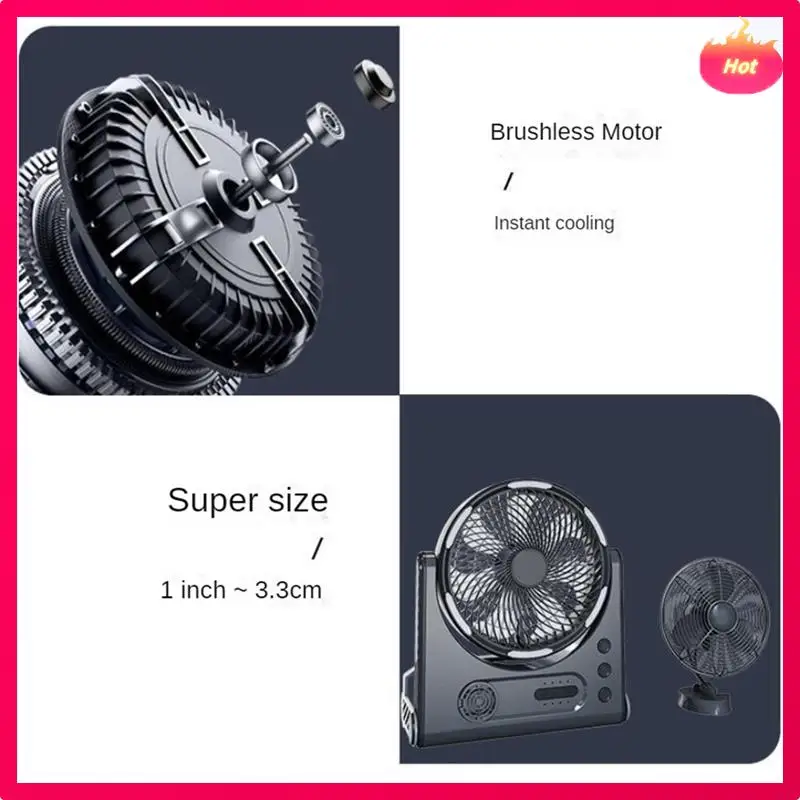 

Вентилятор для кемпинга ABYP со светодиодной подсветкой, перезаряжаемый настольный портативный циркулятор, уличный вентилятор с встряхивающейся головкой, электрический вентилятор 15000 мАч