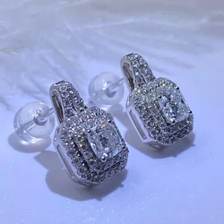 Huitan Bling Bling Stud Earrings for Women with Cubic Zirconia Charms Aesthetic Wedding Band Jewelry Chic Engagement Accessories