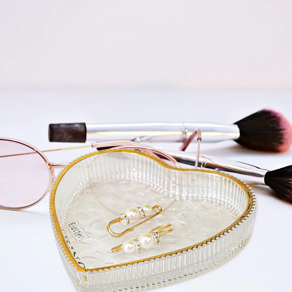 

Heart Shaped Glass Tray Decorative Jewelry Dish for Storage and Food Display Elegant Desktop Ornament Chic Ring Holder Trinket