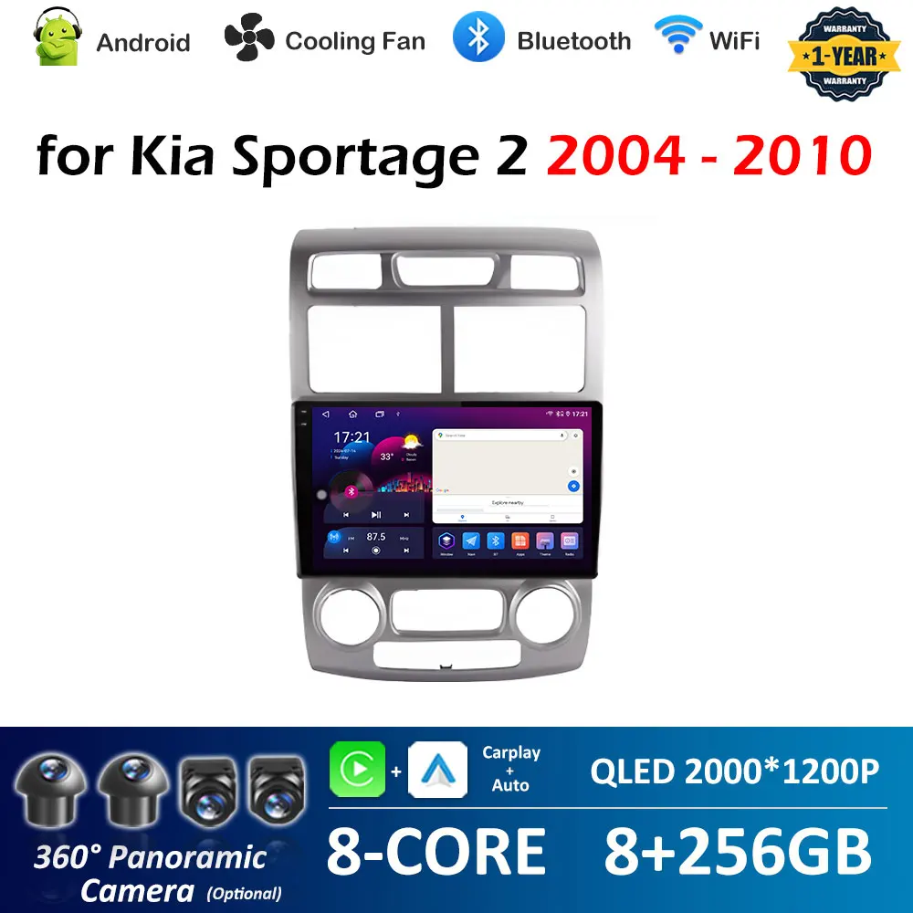 

Автомобильный мультимедийный видеорадиоплеер для Kia Sportage 2 2004 2005 2006 2007-2010 Беспроводной Carplay Android Smart System Head Unit
