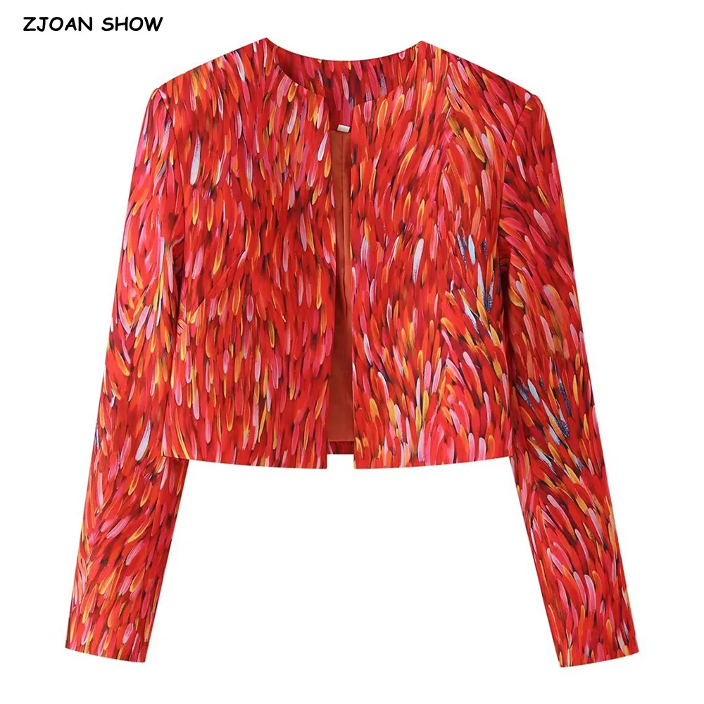 2023 Autumn V neck Open stitching Cropped Blazer Women Full Sleeve Short Suits Fashion Outerwear