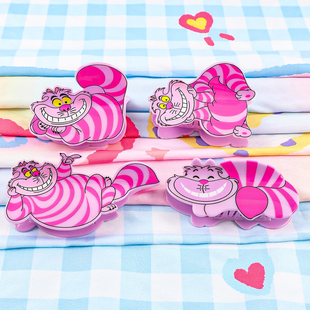 

4 шт. Когти для волос серии Disney Cheshire Cat, основно в розовых цветах, с различными милыми выражениями, добавляющие сладкие и игривые.