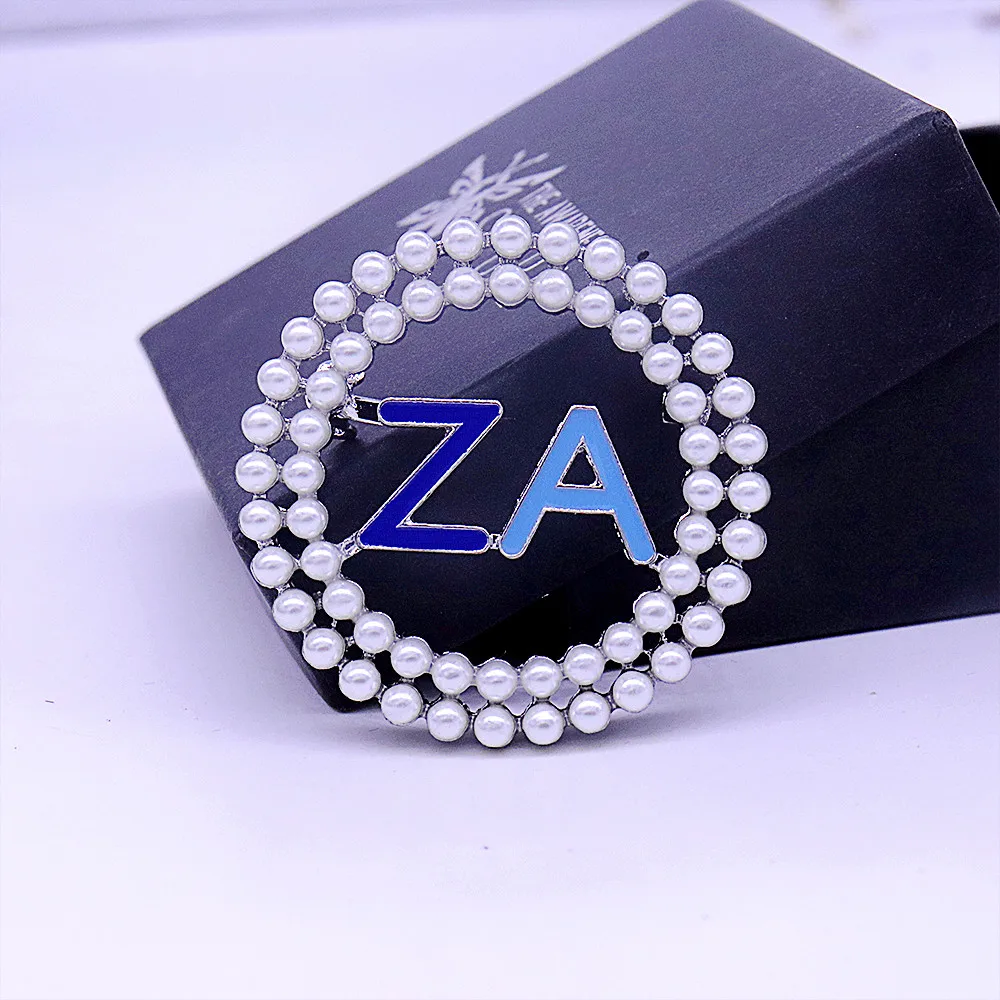 New Arrival Pearl Greek Letters ZETA Amicae Pin Founded Years 1948 Sorority ZA Brooch Jewelry