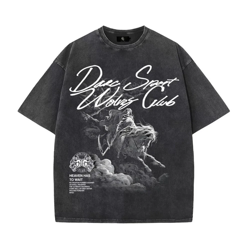 

Darc Sport WOLVES CLUB Hip Hop Streetwear T shirt Men Women Cotton Shirts Punk Gothic Short Sleeve Oversized Vintage Summer Tops