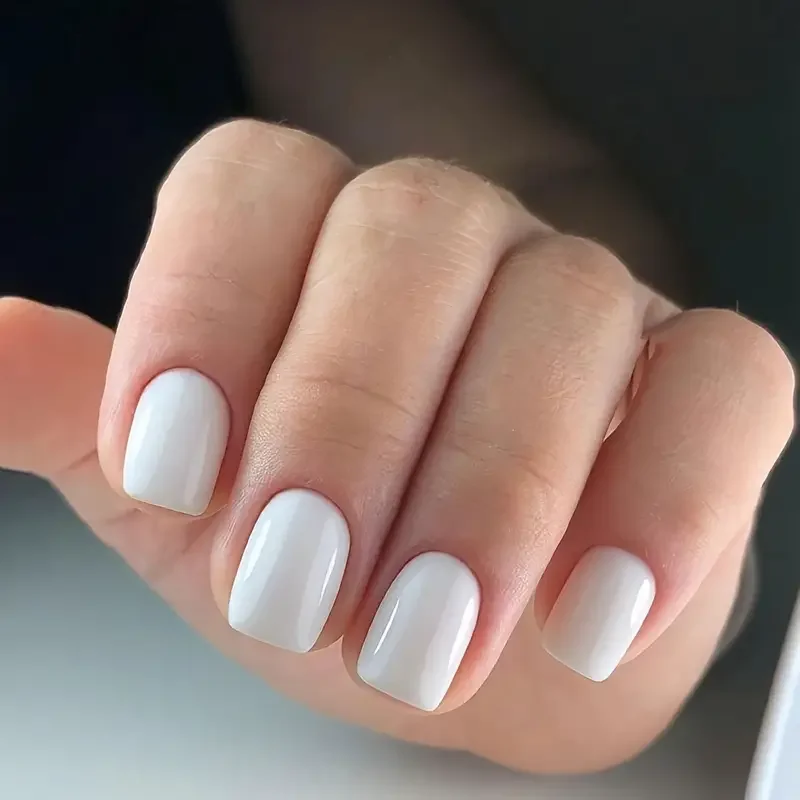 120pcs Instantly Upgrade Your Look With White Square Short Full-Coverage False Nail Set