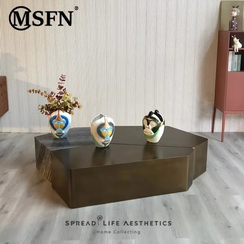 TAO Creative Fashion Marble Metal Stitching Coffee  Living Room