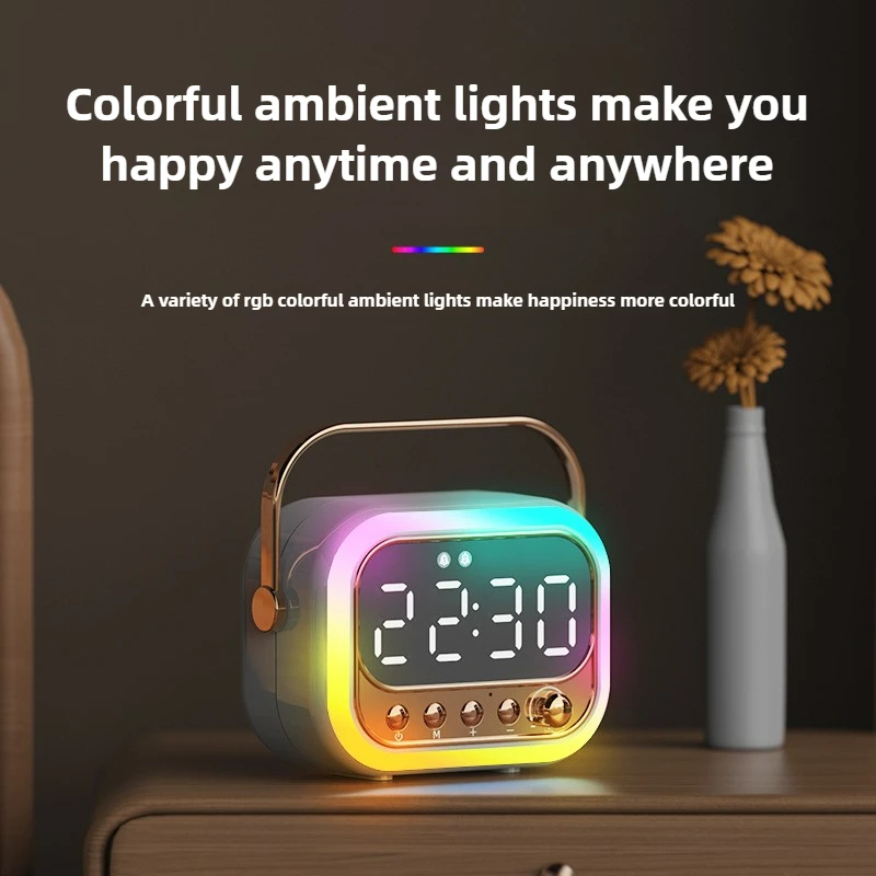 Latest Handheld Bluetooth Speaker Alarm Clock with Mirror Display and Portable Charging