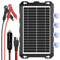 15W Solar Battery Trickle Charger Maintainer 18V Portable Waterproof Solar Panel Trickle Charging Kit for Car Automotive etc