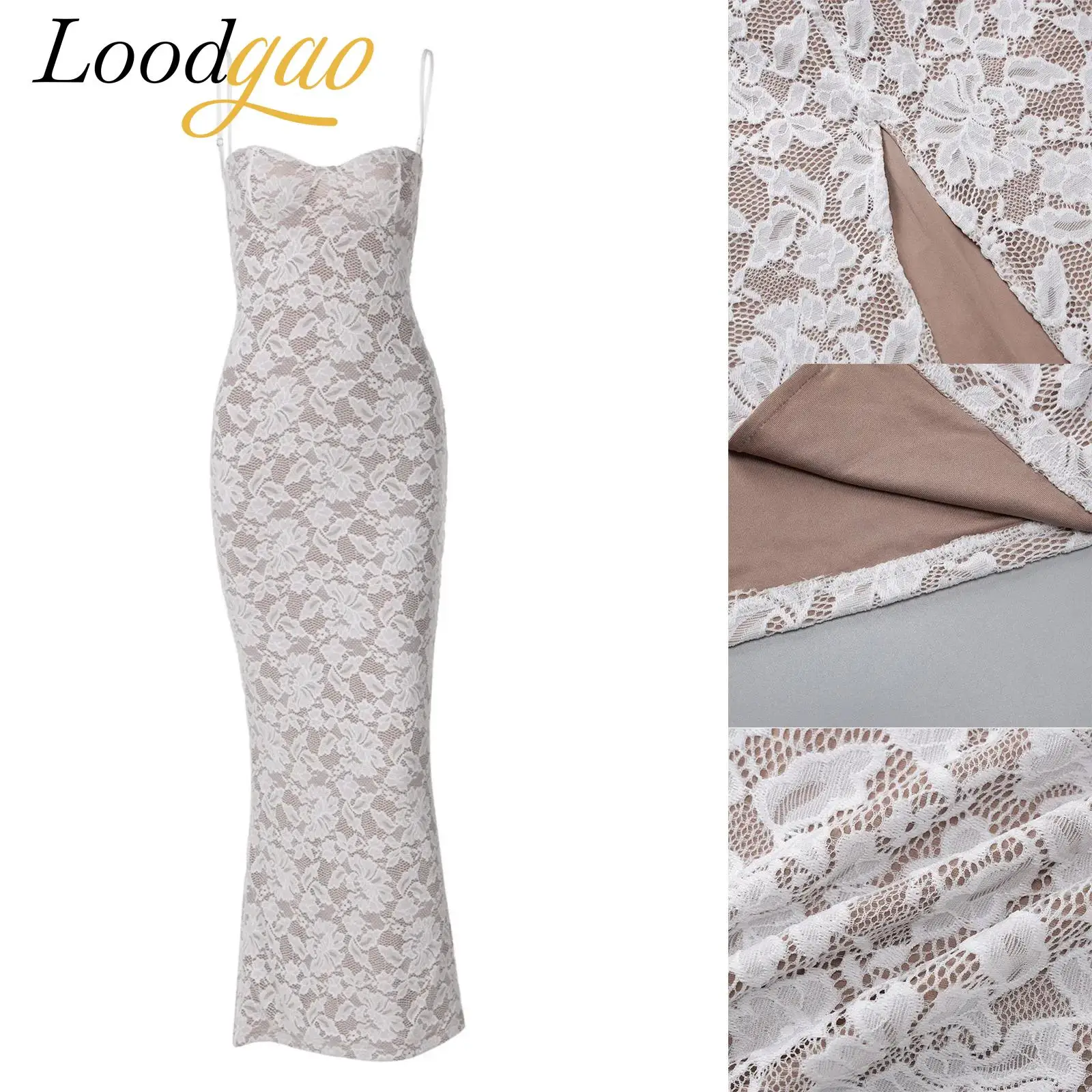 Abiti per donna sexy Abito da donna Cami Abito da cocktail in pizzo Abito da ballo floreale Vestido aderente Vestido Maxi abito con spalline