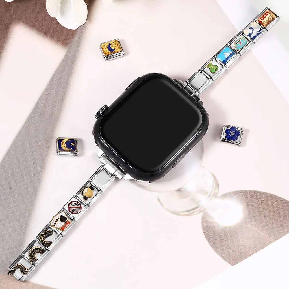 14 mm Armband-Stecker-Adapter, passend für 42/43/44/45/46 mm Smart Watch, italienisches 9-mm-Charm-Armband, Link, DIY-Edelstahl-Schmuck – Detail 2